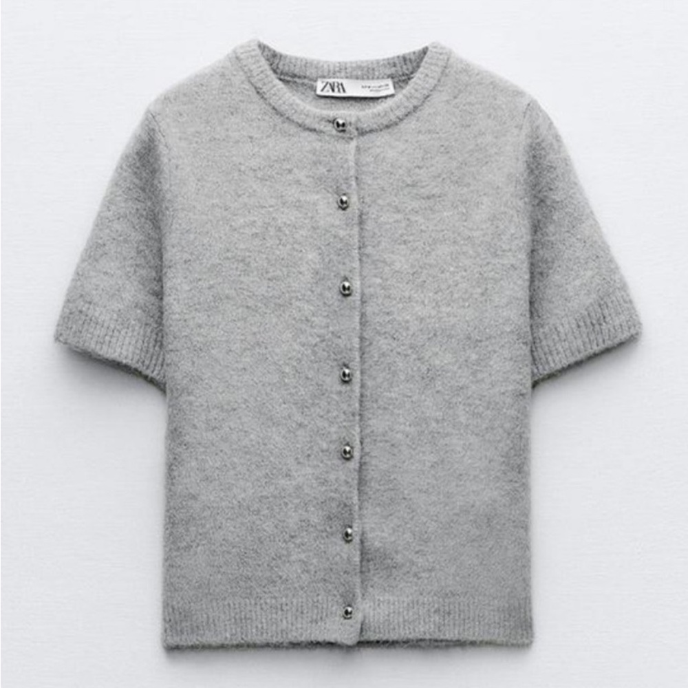 NWT Zara short sleeve gray cardigan